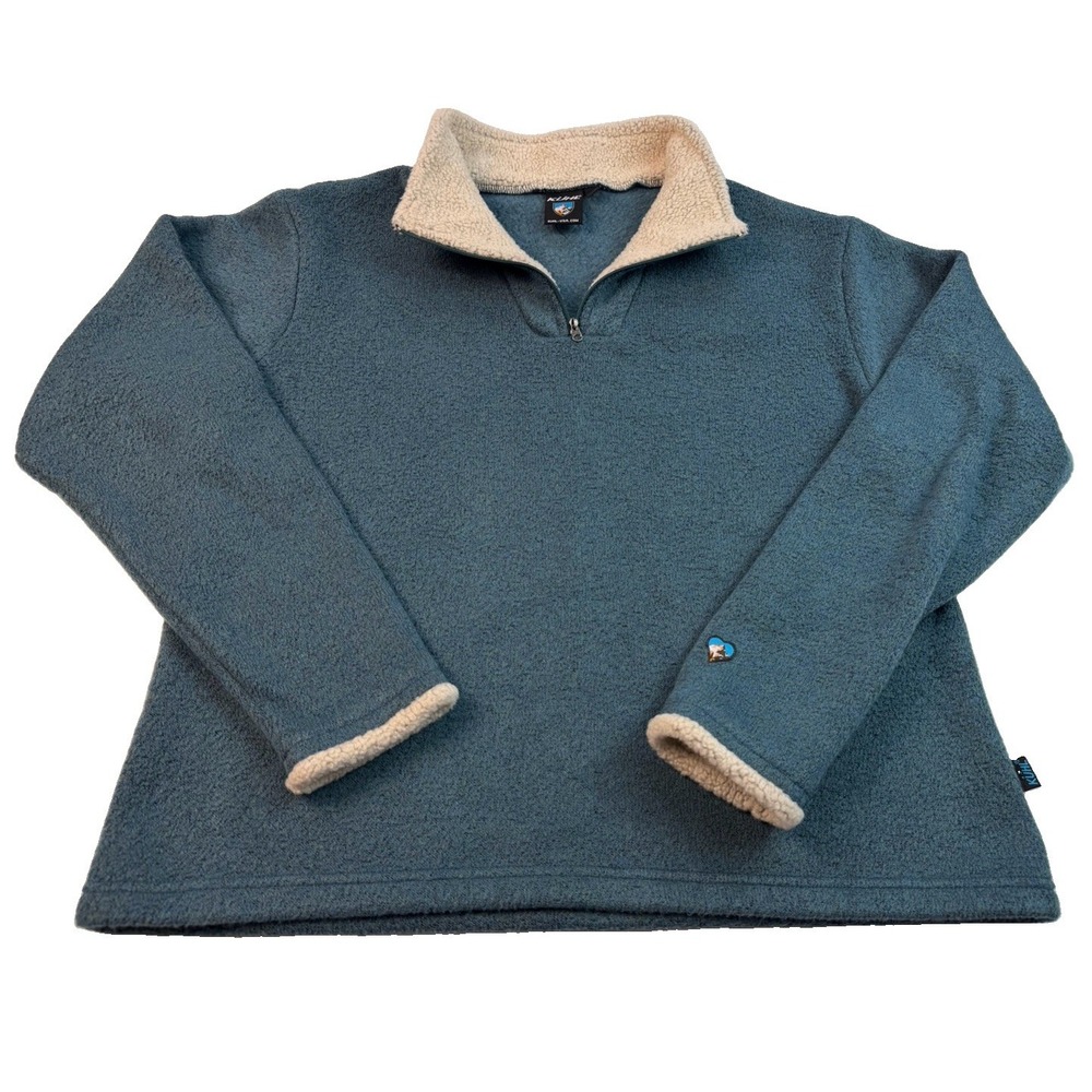 KÜHL Women's Alfpaca Fleece XL 1/4 Zip Sherpa Pullover Blue Vintage Y2K